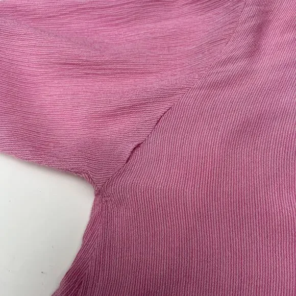 Free People Gauze Shirt Long Sleeve Pink Stripe Pocket High Low Button Up XS - Picture 10 of 11